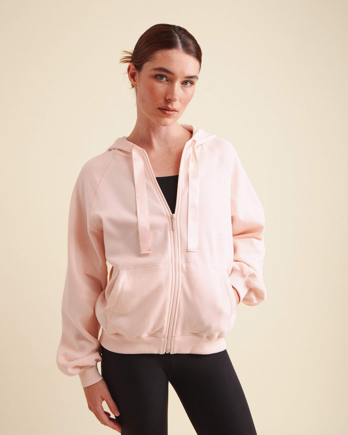 Hoodie zippé Satin signature